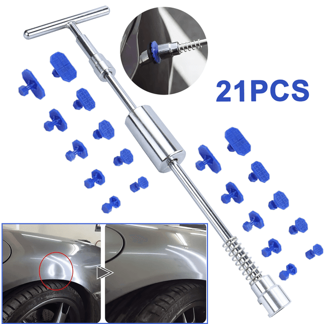 TEMU 21피스 자동차 덴트 수리 도구 세트, 페인트리스 덴트 수리 자동차 바디 믹스 사이즈 흡착컵 풀러 키트, 범용 자동차 바디 시트 메탈 덴트 수리 도구 풀러