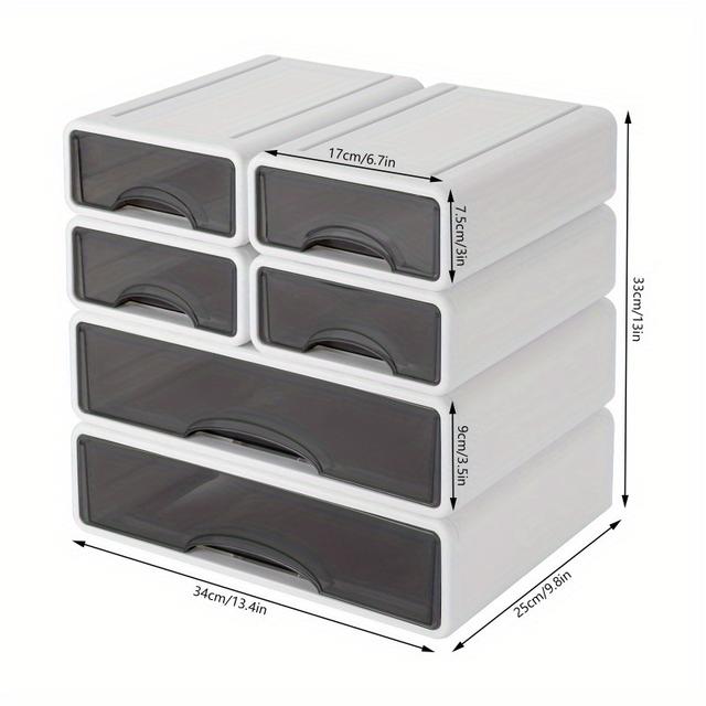 TEMU 6-drawer Desktop Organizer - Stackable, Stylish And Space-saving Solution Tabletop Office Storage Box With 6 Drawers, Plastic Drawers Organizer, Stackable Storage Drawers