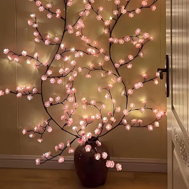 TEMU 144 Led Flexible Vine Light String, 90.55 Inch Woven Branch Decorative Light Strip, 8 - , Parties And Holidays- Birthday, And Thanksgiving Decoration
