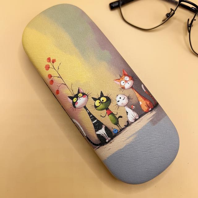 TEMU Etui na okulary z nadrukiem kotka, , Urocze, Praktyczne, Pyłoszczelne, Trwałe przechowywanie okularów