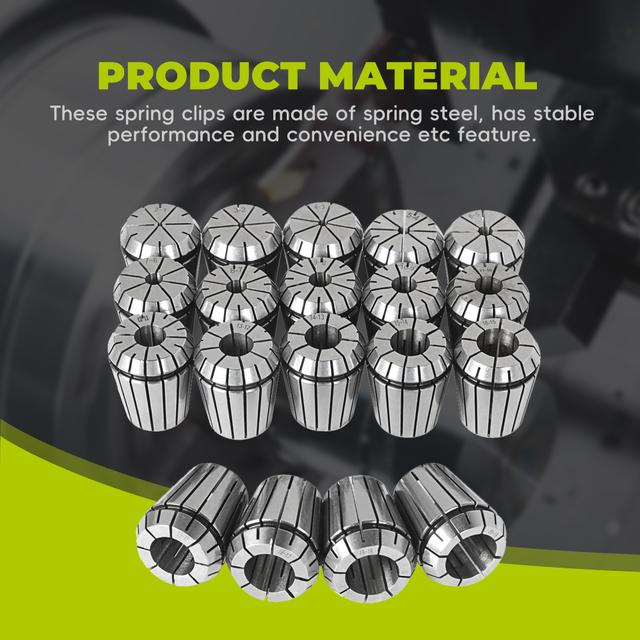 TEMU 19pcs Er32 Collet Set 2-20mm Spring Collet Set Fit For Cnc Milling Lathe Tool