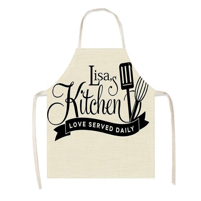 TEMU 1pc 's Kitchen Linen Apron - Woven Cooking Apron With "love Daily" Print For Home And Restaurant Use