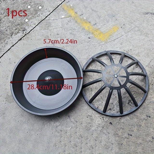 TEMU 1pc Durable Plastic Poultry Feeder, Suitable For Chickens, Ducks, Geese - Non-electric, Easy-to-clean Round Feeding Trough With Safety Lid, Ideal For Farm And Backyard Feeding, Tip-proof