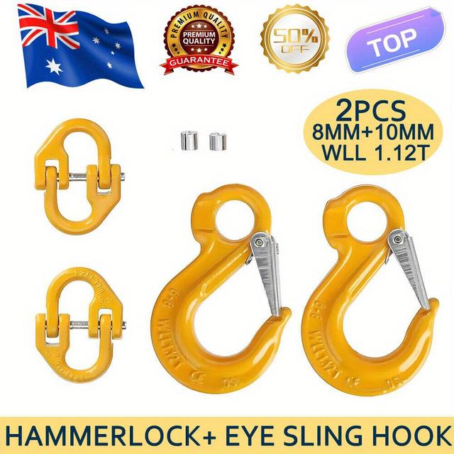 TEMU 2x 8mm + Hook Safety Chain Trailer Connecting Extend