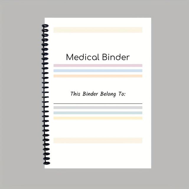 TEMU 1pc Medical Binding Kit - A 70+ Page Adult , An English Language Medical History , And A Personalized Medical Record Log.