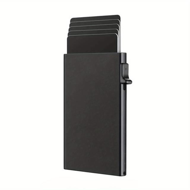 TEMU Premium Side-push Aluminum Alloy Card Holder Metal Automatic Pop-up Wallet Credit Card Case
