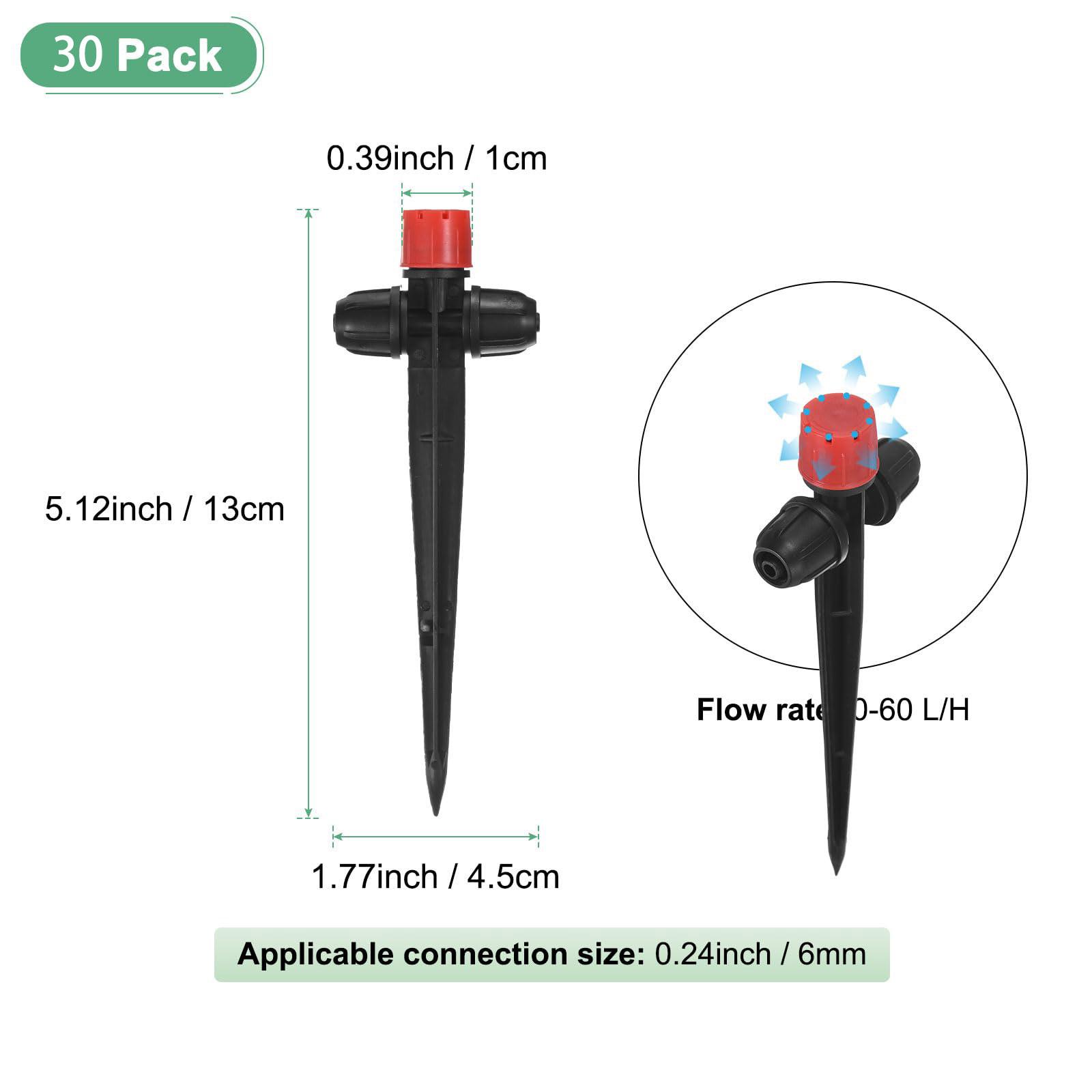 TEMU Garden 8-hole Adjustable Dripper Sprinkler 0-80l/h 133mm Support Watering Nozzle For 1/4" Hose Irrigation Pot Plants