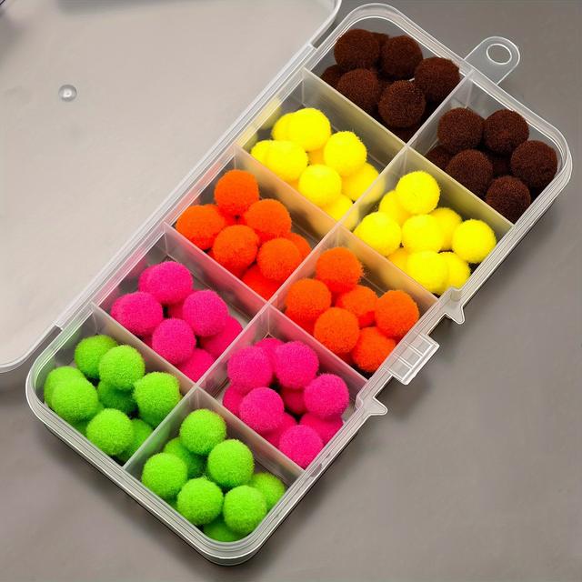 TEMU Anfs 100pcs Mixed Color Fly Fishing Bait Materials, Spandex Tying Eggs For Hooks And Flies, Ideal For Lure Making, Fishing Accessories