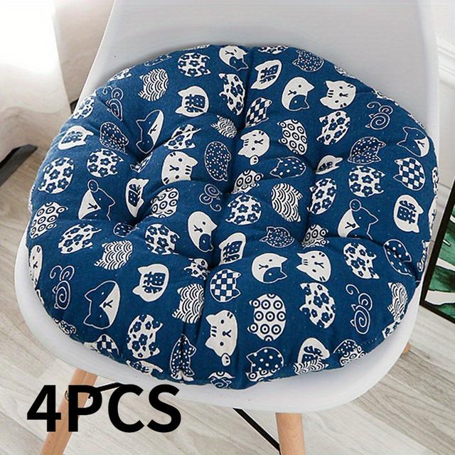 TEMU 4er-Set - Dicke Runde Sitzkissen für Bürostühle - Weiches Polyester, Wärmeerhöhend, Handwaschbar - Schwarz, Stuhlkissen