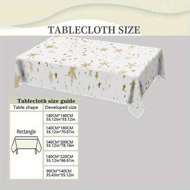 TEMU 1pc Personalized Printed Tablecloth ( In 5 Sizes) Features A Golden Snowflake And , Perfect For A Festive Christmas Atmosphere. An For Decorating Dining Tables Or As A Gift