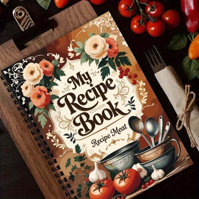 TEMU A5 Spiral-bound Recipe Notebook Featuring A Vintage Rural Design With Fruits And Vegetables, Ideal For Down Your Own Beautiful Recipes, Making It A Great Gift For
