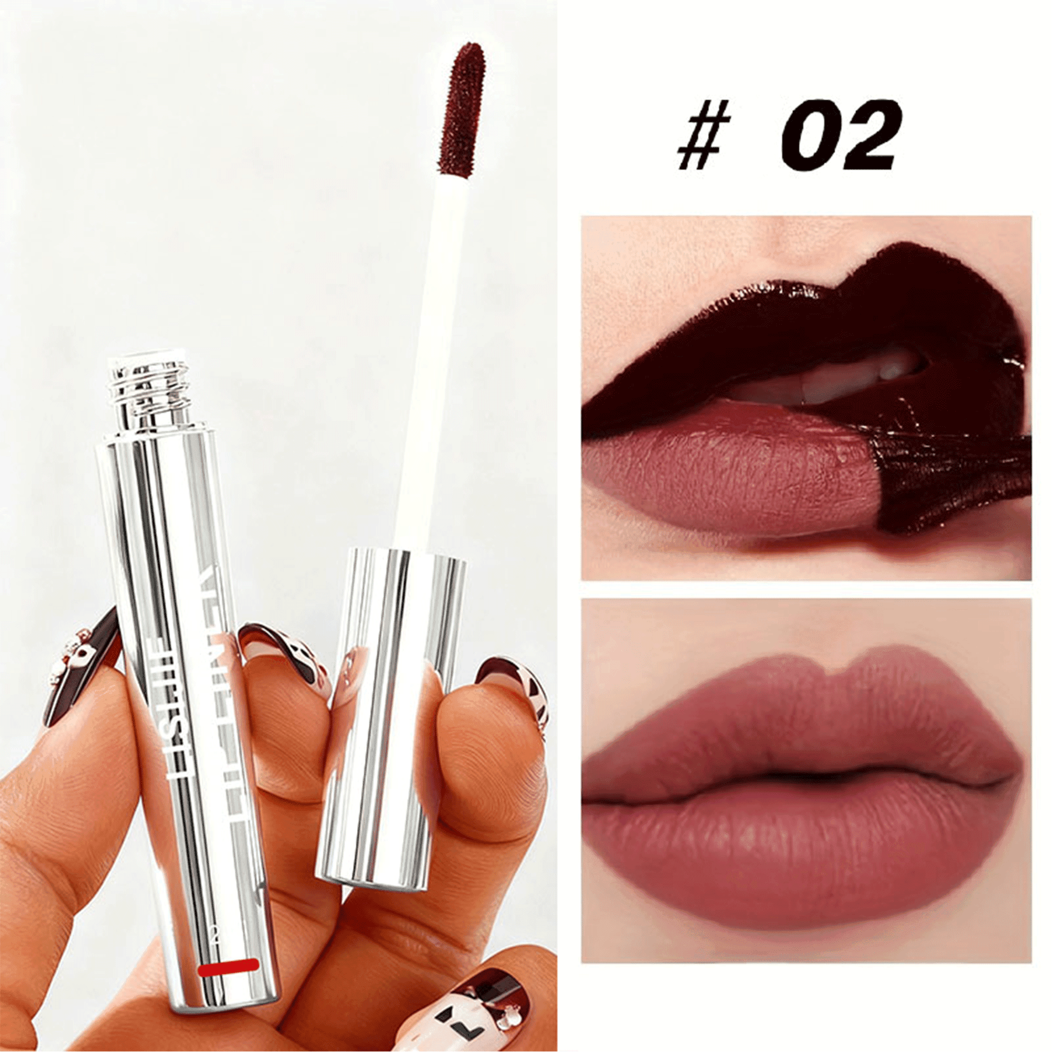 TEMU 1pc, 2 Shades, -off Lip Gloss, 1 For Makeup, Matte Mist Surface, -off Lip Stain, Pigmented, Waterproof, Cup