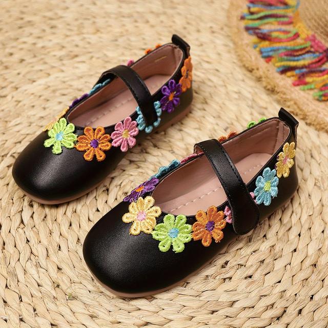 TEMU أحذية بناتي ملونة بتصميم زهري