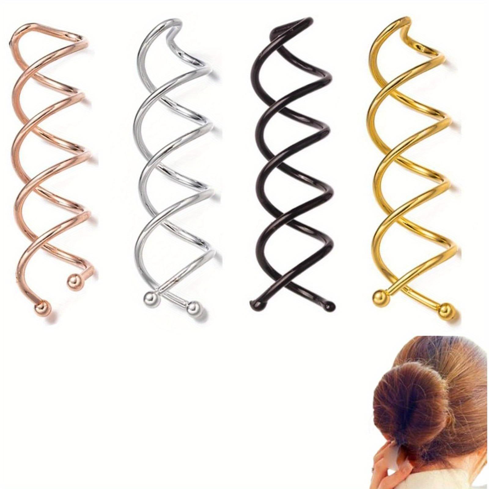 TEMU Casual Spiral Twist Hair Clips - 10pcs Set, Twisted Hair Accessories For Easy Bun Styles, Women's Hairstyle Fixing Tools, Spiral Design For Updos And Buns