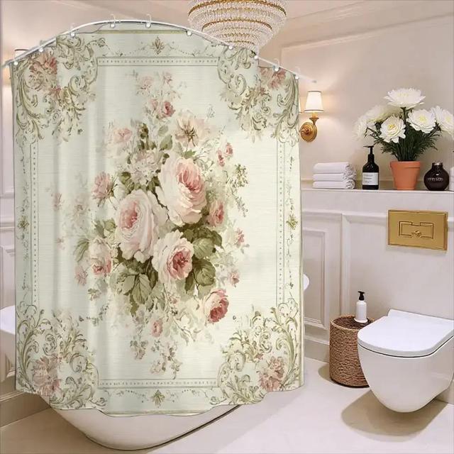 TEMU Una cortina de ducha para baño con diseño de en relieve, perfecta para aniversarios, 12 ganchos, que mide 180*180 cm para la decoración del hogar.