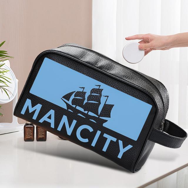 TEMU حقيبة تخزين مستحضرات التجميل قطعة واحدة بتصميم نادي كرة القدم - حقيبة أدوات الزينة مدمجة بسحاب للمواد المكتبية والمكياج والضروريات التجميلية - تصميم قوي وسهل التنظيف ومناسب للسفر