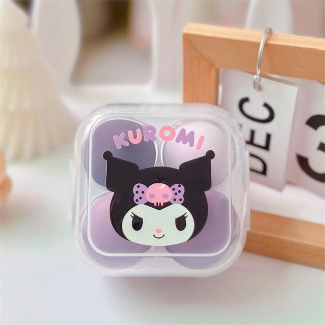 TEMU مجموعة إسفنجات تجميل سانريو الكرتونية 4 قطع، لتنسيق البودرة الجافة والرطبة بألوان متدرجة - خالية من العطور، مقاومة للماء، مناسبة لتطبيق الأساس