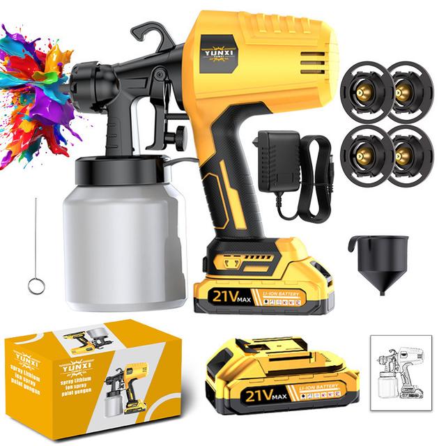 TEMU Gelbe elektrische Farbspritzpistole, sehr geeignet für Möbel, Schränke, Zäune, Wände, Gartenstühle usw. Leicht zu reinigen, für Wandkunst Möbelbemalung. Modernes Design, langlebig haltbar