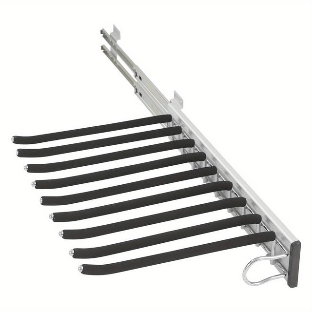 TEMU Ausziehbarer Hosenständer, verschiebbarer Hosenständer, 9-Stangen seitlich montierter Hosenbügel, multifunktionaler Hosen-Organizer, 9-Stangen langlebiger Ständer mit geräuschlosem -Samtschutz