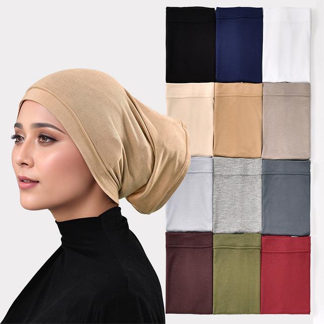 TEMU 12pcs Solid Color Fashionable Comfortable Tube Cap High Elastic Soft Women's Neck Scarf Small Hat