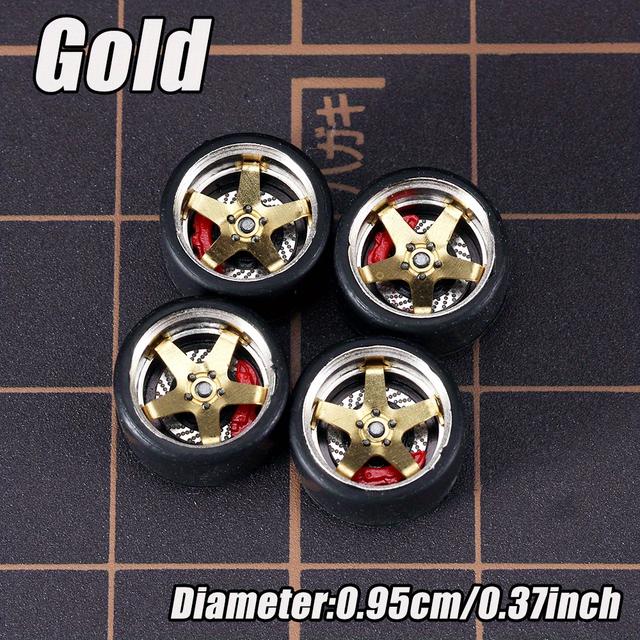 TEMU CARLOMO 1/64 Maßstab Legierungsräder mit Bremsscheiben Reifen (Slider) sowie Achsen Detail-Kits, geeignet für professionelle Modifikation von Die-Cast Modellauto-Kits