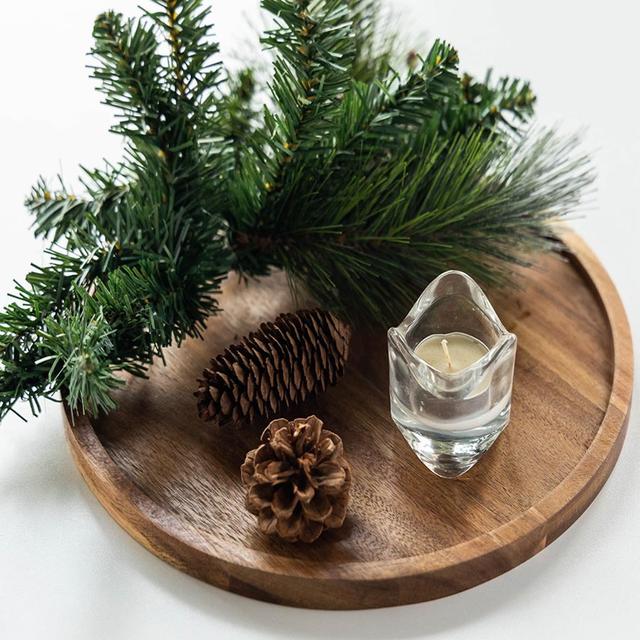 TEMU 1pc Wooden Tray - Multipurpose Round Platter For Coffee, Snacks, Fruit - Ideal For Kitchen, Dining, And Holiday Entertaining - Thanksgiving, Christmas, New Year Decor