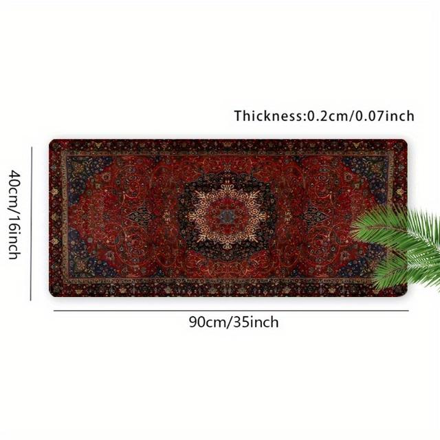 TEMU Boho Chic Extra Large Mouse Pad - Vintage , Non-slip Rubber Base, Stitched Edges For Durability - Ideal For Home Office & Gaming, 35.4x15.7 Inches, Mouse Pads For Desk