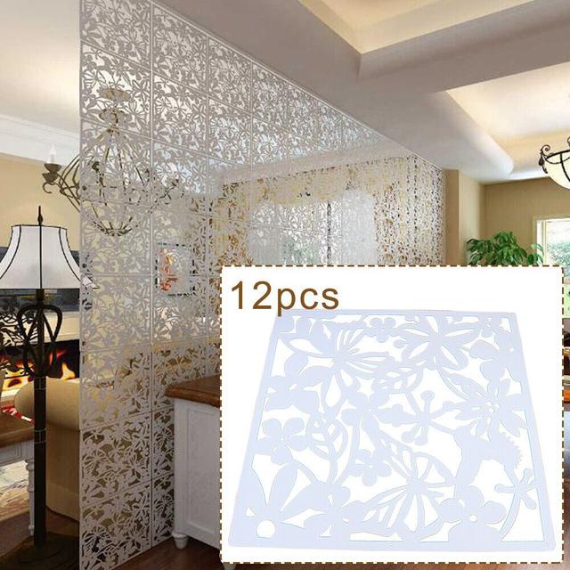 TEMU 12pcs Room Divider 40*40cm Paravent Partition Wall Hollow Flowers Hanging Screen