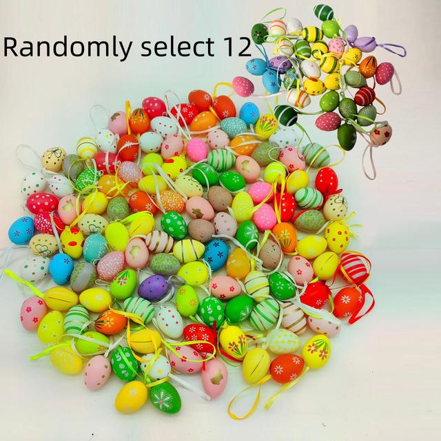 TEMU Sada 12 různých vajíček, ideální pro velikonoční dekorace, s vánočními vhodné pro večírky a domácí dekorace, včetně malovaných imitací plastových vajíček, která lze zavěsit.