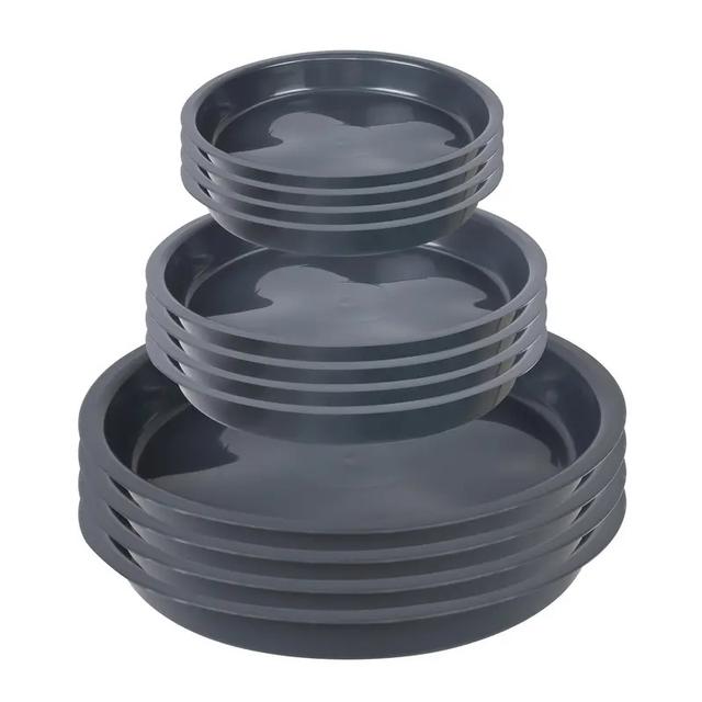 TEMU 12st Ronde Plastic Plantenschotels - Druppelbakken voor Binnen- & Buitentuinen, Wateropvang & Afvoercontrole