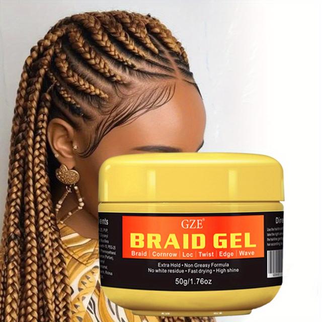 TEMU Starkt Fästgell för Flätning för Jämn och Definierad Look - Formula med Aloe Vera och Ricinolja - Fläckning och Hållbart Fäste - för Flätor, Twist och Cornrows