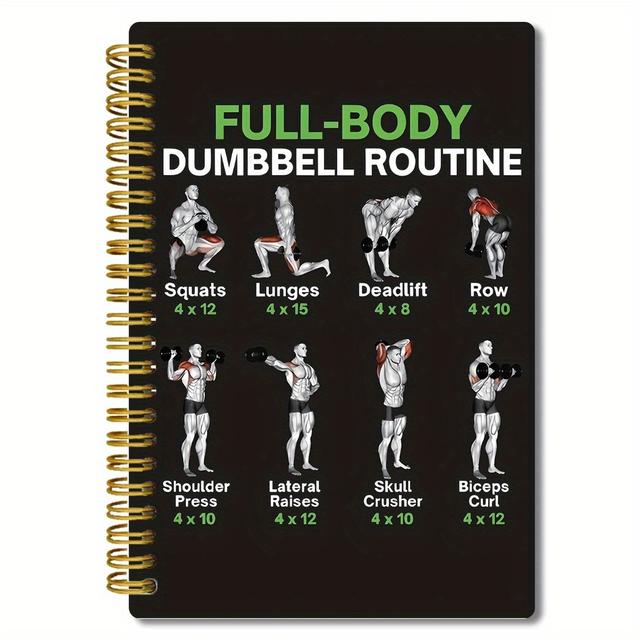 TEMU A Spiral Coil Notebook With A Full Body Dumbbell Training Cover Design, Double-sided 50 Pages, Perfect Gift For School, Office, And Home, Sports Notebook 5.5x8.3 Inches.
