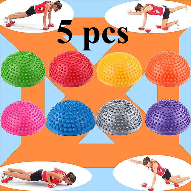 TEMU Fünf aufblasbare, halbkreisförmige Durianbälle in verschiedenen Farben, die für die Muskelentspannung entwickelt wurden und sich ideal für Fitnesstraining und Gleichgewichtsübungen eignen.