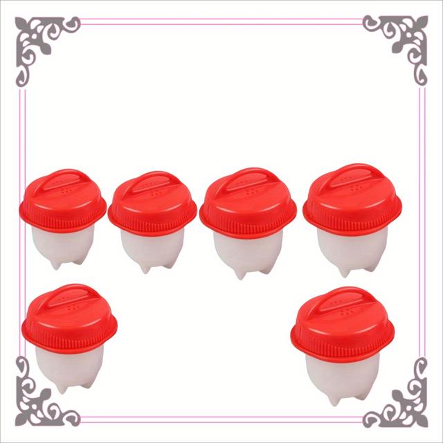 TEMU 6pcs Easy-clean Silicone Egg Cookers - Heat Resistant Up To 248°f, Cracked & Poached Eggs, Kitchen Essentials For