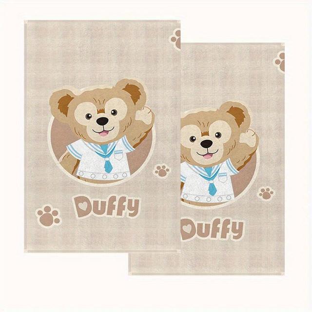 TEMU 2枚セット ダッフィーベアタオル - 再利用可能な肌に優しい布製タオル、レーションに最適、バスルームやキッチンに