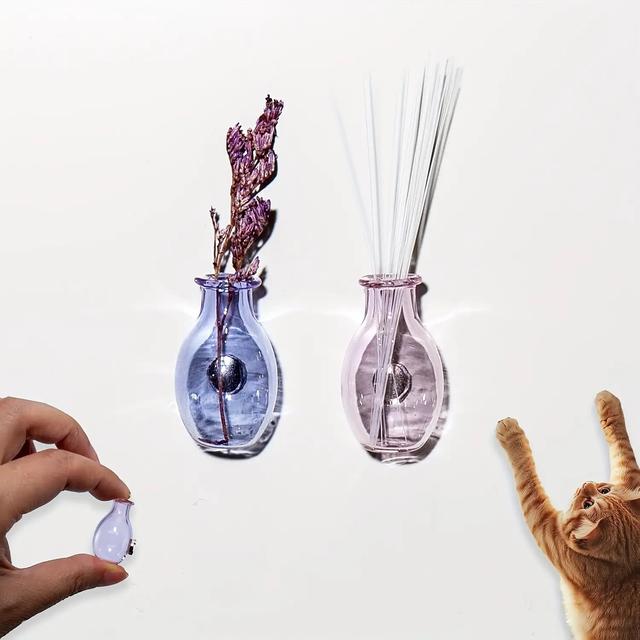 TEMU 2pcs Cute Mini Glass Vases With Magnets For , Plant Magnets, Mini Transparent Small Vases For Kitchen Decor, Suitable For Souvenirs Or Holiday Gifts