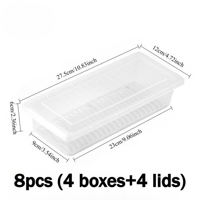 TEMU 8pcs Airtight Stackable Food Storage Container Set With Lids And Removable Drip Trays - 4 Lids + 4 Containers, Freezer-safe Kitchen Storage Boxes For Meat, Seafood, Fruits, Vegetables, And