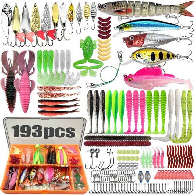 TEMU 83/193 Fishing Lure Kit—includes Crankbaits, Surface Lures, Spinnerbaits, Worms, Sinkers, Hooks, Tackle Box, And More For Bass And Trout Fishing Gear