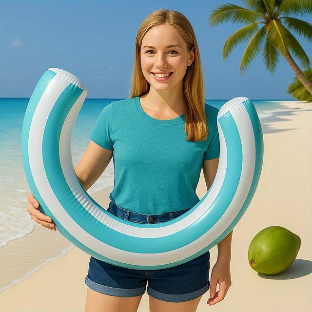 TEMU 1 Inflatable Curved Pool Float, Durable, And Pvc Material, Summer Entertainment Essential, Tropical Tree , Suitable For Summer Use Inflatable Pool