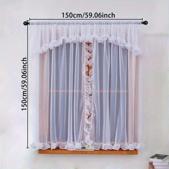 TEMU Průsvitné závěsy, 1 panel, 150×150 cm, na tyč, pro závěsy s okrajem lotosového listu, obývací pokoj, poloprůhledné okenní závěsy