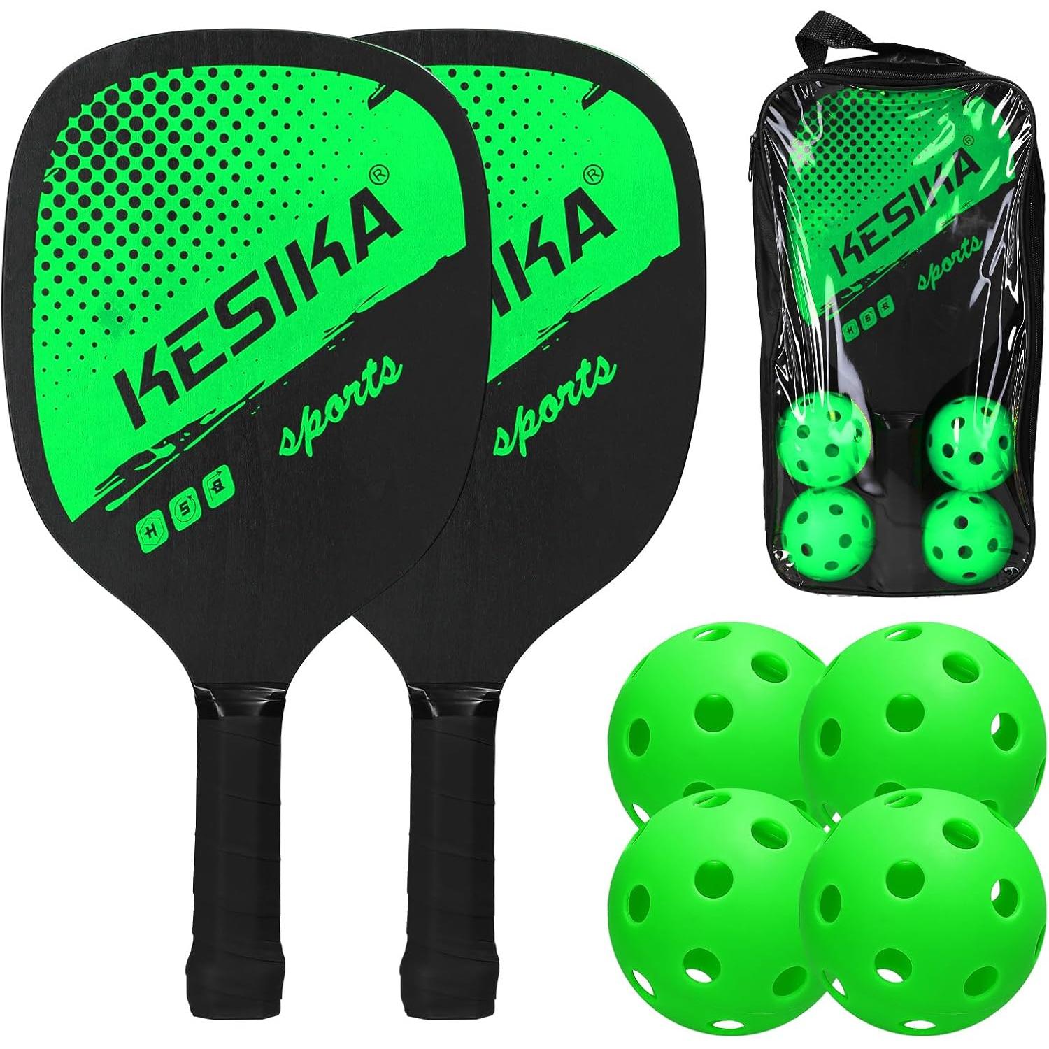 TEMU Premium Pickleball Paddle Set - Complete Racquetball Kit With 2 Paddles, 4 Pickleballs, And Convenient Carrying Bag For Men And Women - Ideal For Outdoor And Indoor Play