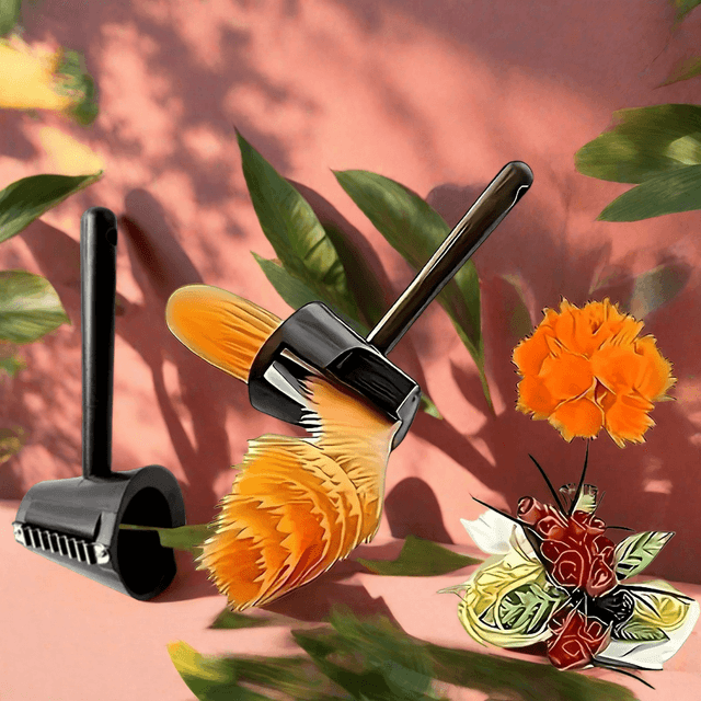 TEMU 2pcs Stainless Steel Spiral Veggie Cutter - Multi-functional Salad Flower Carver, Kitchen Gadget For Quick & Beautiful Vegetable Preparation, Manual Rotary Cutter For , Carrots & More