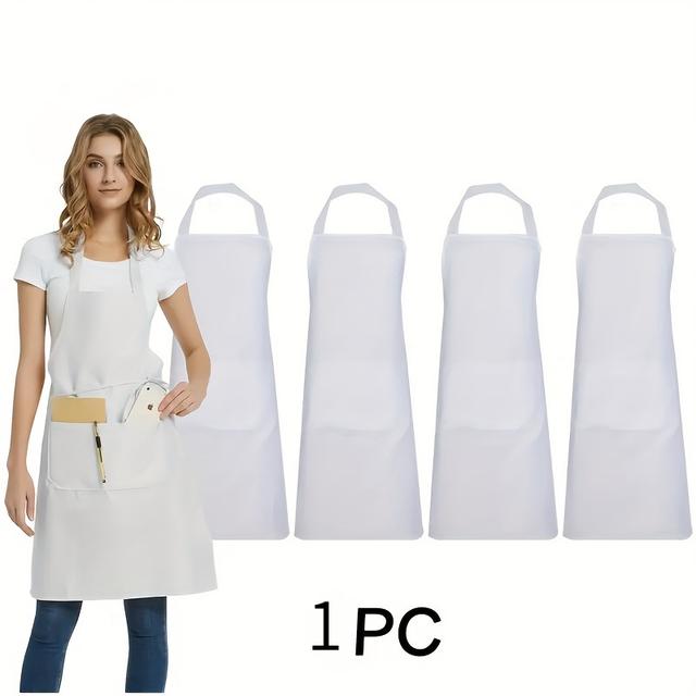 TEMU 1pc Bib, Bulk, Adjustable - Unisex Apron, Unisex Kitchen Chef Apron, And, With 2 Pockets, Suitable For Kitchen, Handcraft, Barbecue, Painting, Cooking