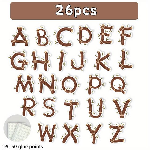 TEMU 26pcs/ Set Forest Alphabet Decor: Brighten Learning Spaces & Ignite Nature-themed Early Learning A Letter Combination Set With Bulletin Board Display For Nature-infused Learning
