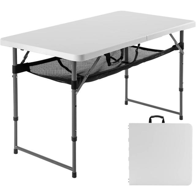 TEMU 折りたたみテーブル 屋外用テーブル 高さ調節可能 2段階 ガーデンテーブル コンパクト収納 軽量 携帯便利 キャップ用品 室内外兼用 防水 耐熱 簡単組立 120X60cm (ホワイト)