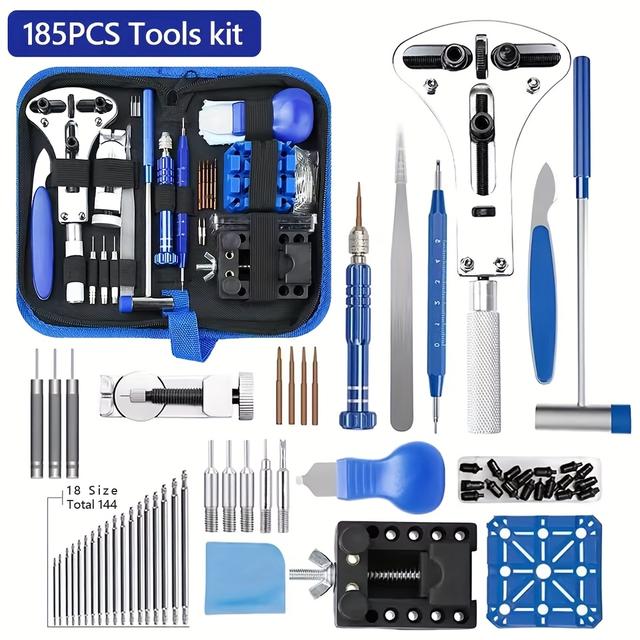 TEMU Professional Watchmaker Kit With 185pcs For Changing Watch Batteries And Opening Back Cases