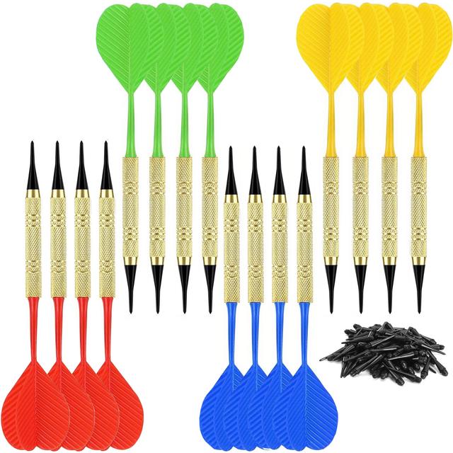 TEMU 16-teiliges Dartpfeil-Set mit weicher Spitze, Kunststoffspitzen-Darts, inklusive 100 zusätzlicher schwarzer 2BA-Ersatzspitzen