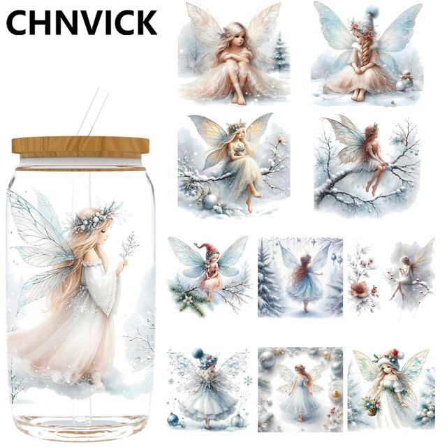 TEMU UV DTF Becherhüllen, 12 Blatt UV DTF Transferpapier im Weihnachtsstil, geeignet für 16 Oz Glasbecher, Tische, Stühle, Computer, UV DTF Verpackung mit hoher Viskosität (Glasbecher nicht enthalten)