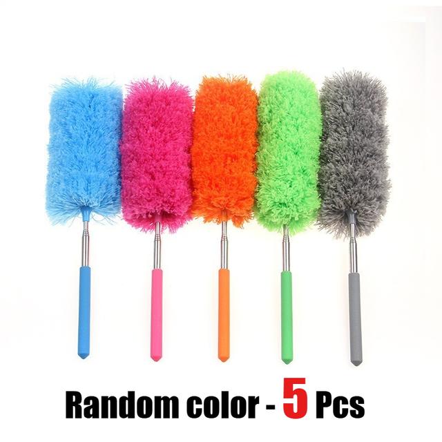 TEMU 5pcs Retractable Dusting Duster, A Flexible Mini Fiber Duster For Home Use, Suitable For Cleaning In Settings Like Offices, Bedrooms, And Living Rooms.