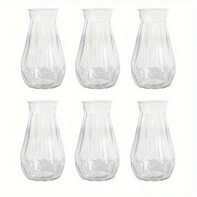 TEMU 6pcs Clear Plastic Vases - Transparent Diy Flower Arrangement Crafts, Bouquets, Table Centerpieces, Weddings, And Home Decor, Vase Decoration, Wedding Vase, Modern Vase, Versatile Vase